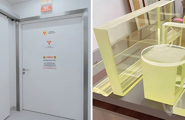 Drzwi RTG i szyby ołowiane Coradika – skuteczna ochrona radiologiczna Drzwi RTG z oznaczeniami ostrzegawczymi oraz szyby ołowiane przeznaczone do ochrony radiologicznej w pomieszczeniach medycznych.