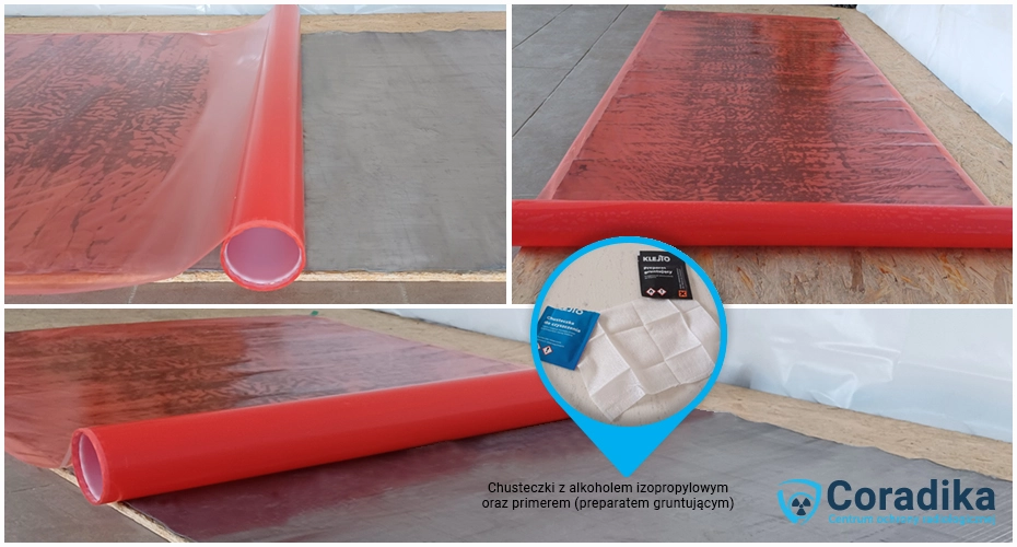 Attaching double-sided adhesive tape to the lead foil.