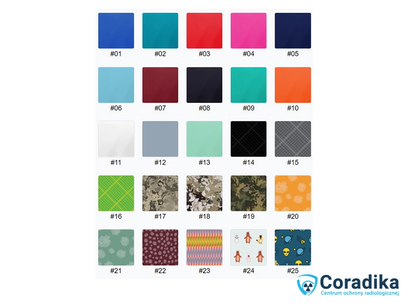 Jednopalcowa osłona ochronna rąk RTG RX 307 – ochrona przed promieniowaniem – Coradika – Dostępne kolory i wzory.