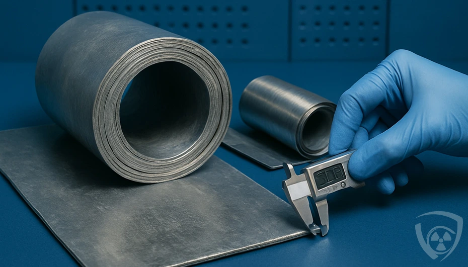 Measurement of lead sheet thickness with a caliper in laboratory conditions, in accordance with EN 12588 – Coradika