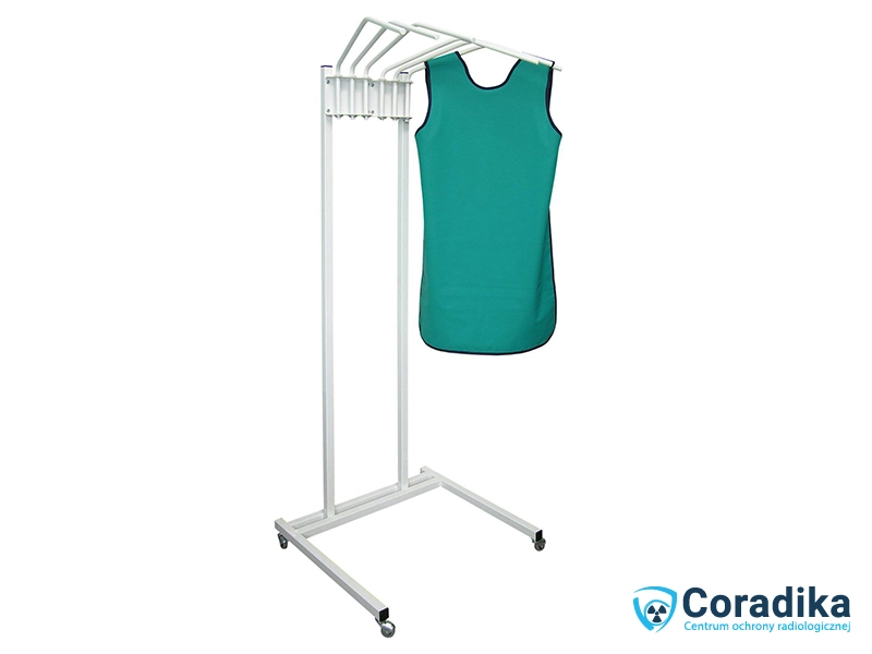 Mobile stand hanger (WT/WS) with multiple arms, designed for storing X-ray protective clothing, equipped with wheels for easy movement - Coradika