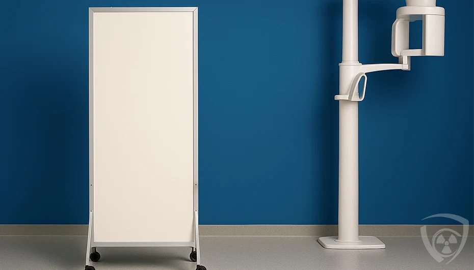 Mobile X-Ray Screen – Protection and Mobility in Medicine. Mobile X-Ray screen in a modern medical environment, providing protection against ionizing radiation.