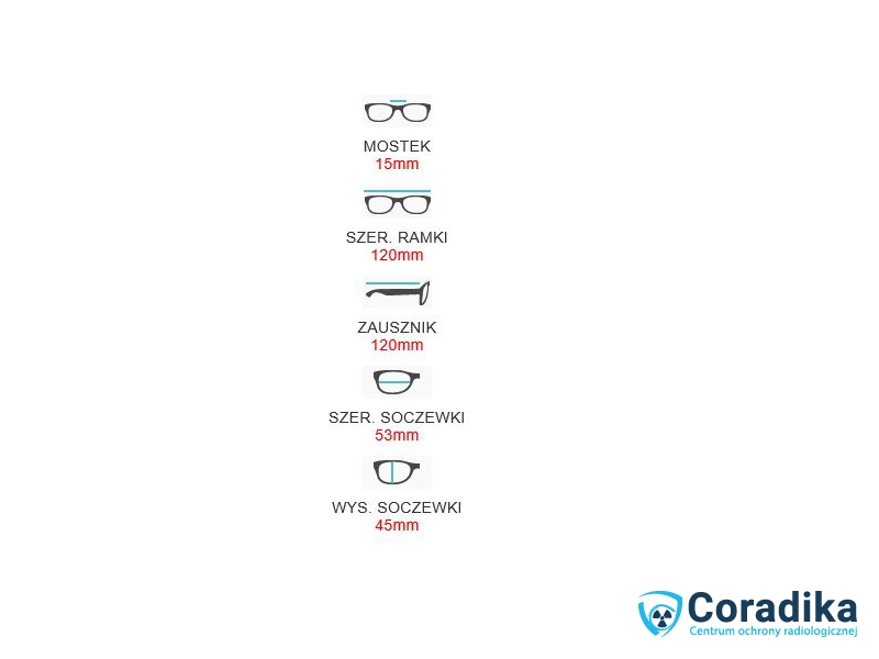Okulary ochronne RTG panoramiczne (OP) w wzorze „tortoise shell” – specjalistyczne okulary do ochrony przed promieniowaniem rentgenowskim, dostępne w ofercie Coradika – Rozmiary okularów