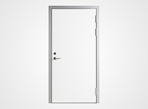 Radiation shielding X-ray doors for imaging rooms.